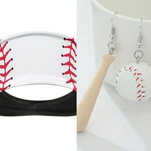 Set‎ of Baseball & bat earrings and head band